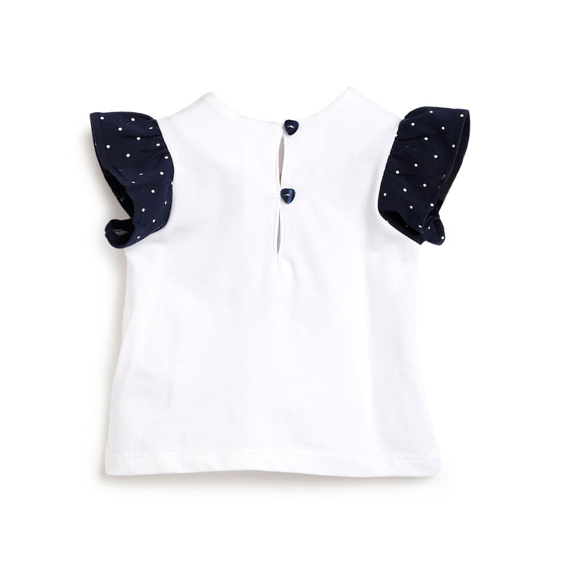 Girls White Embellished Outfit with Short Pants image number 1
